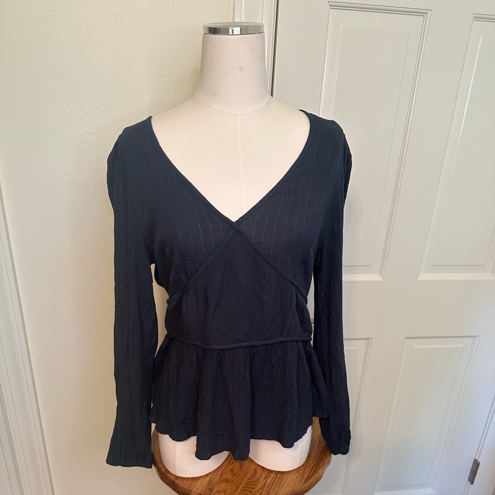 KNOX Rose Dark Teal Green with Gold Stripe Top Size Medium NWT